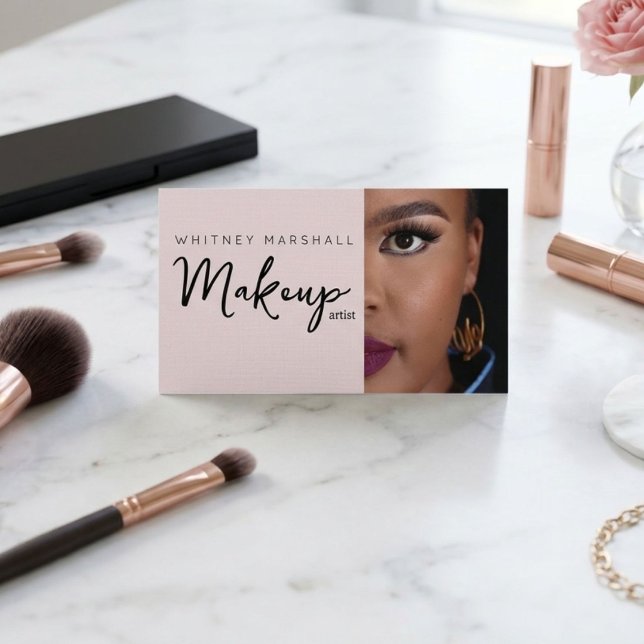 Rosa Makeup Artist Foto  Visitkort (Skapare uppladdad)