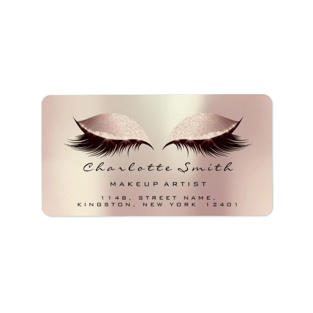 Rosa  Makeup Artist Lash Beauty OSA Adressetikett (Framsidan)