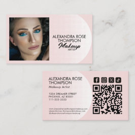 Rosa Makeup Artist Qr Sociala Ikoner Mönster Visitkort