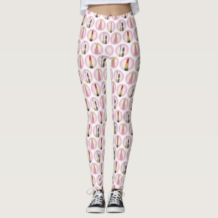 Rosa Makeup Cosmetics Mönster Cosmetology Leggings