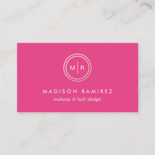 Rosa Makeup för bär & modern Monogramlogotyp för Visitkort