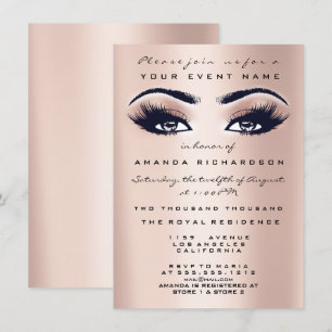 Rosa Makeup Glitter Öga 16:e Möhippan Inbjudningar