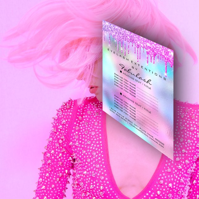 Rosa Makeup Skönhetssalong Ros Holograf Prislista Flygblad (Pink Makeup Beauty Salon Rose Holograph Price List Flyer)