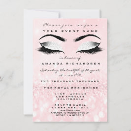 Rosa Makeup White Glitter 16:e Möhippan Inbjudningar