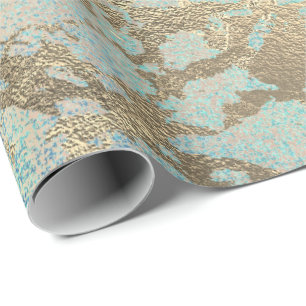 Rosa  målarfärg Aqua Blue Guld Marble Shiny Presentpapper