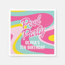 Rosa Malibu Beach Palm Pool Party Födelsedag Pappersservett