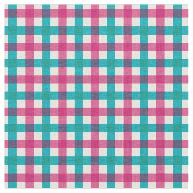 Rosa & målning Bright Summer Gingham Plaid/ Tartan Tyg (Närbild)