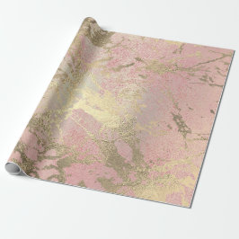 Rosa målningsfoxier Guld Marble Shiny Glam Presentpapper