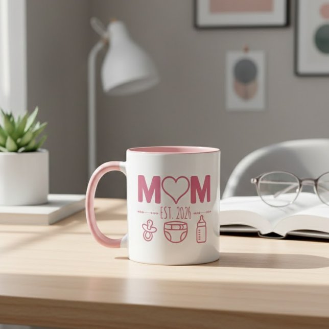 Rosa Mamma Års Baby Ikoner Design Mugg (Skapare uppladdad)