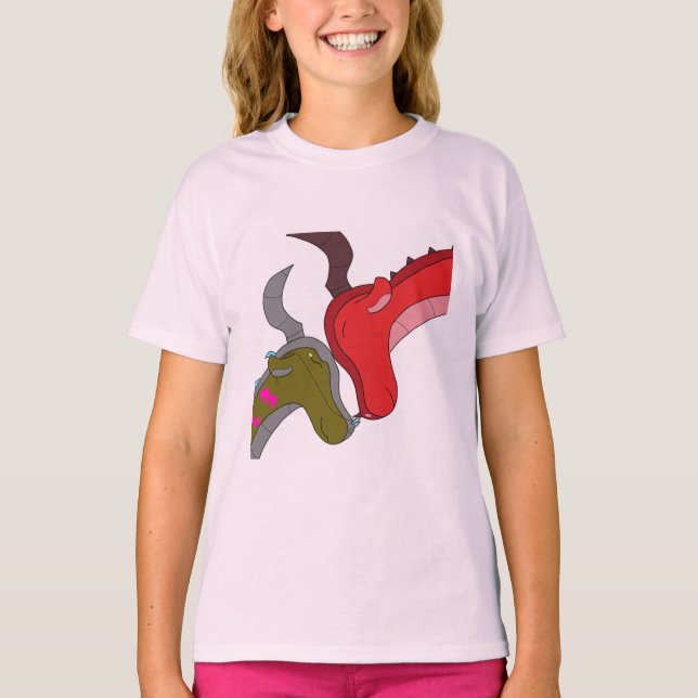 Rosa Mamma & Baby Dragon Barn T-Shirt (Framsida)