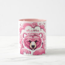 Rosa Mamma Bear Tass avtryck Mors dag