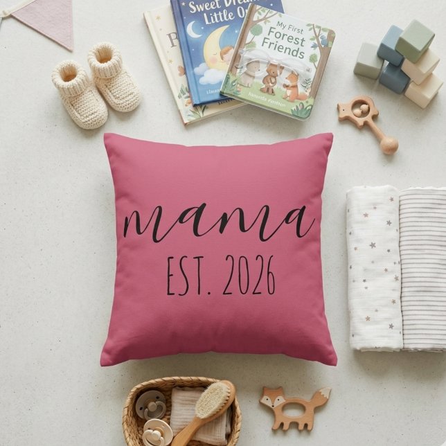 Rosa Mamma Est År Minimalistisk Hemaccent Kudde (Skapare uppladdad)