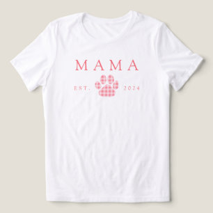 Rosa Mamma Gingham Paw Print Birthday T Shirt