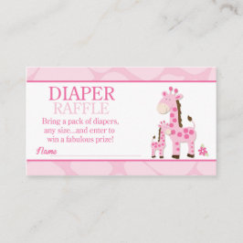 Rosa Mamma Giraffe Girl Baby Shower Raffle Tilläggskort