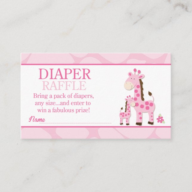 Rosa Mamma Giraffe Girl Baby Shower Raffle Tilläggskort (Framsida)