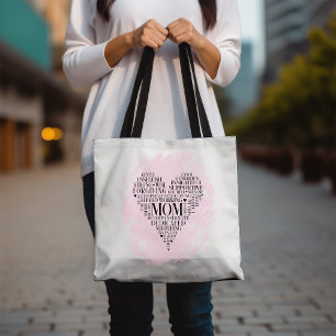 Rosa Mamma Heart Typography Ord Cloud Tygkasse