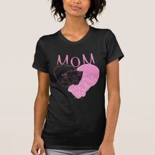 Rosa MAMMA Hjärtat Katt Tee Shirt