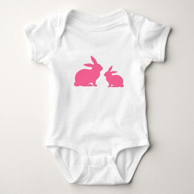 Rosa Mamma och Baby Bunny T Shirt (Framsida)