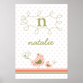 Rosa Mamma och Baby Poster monogram Kids Wall Art