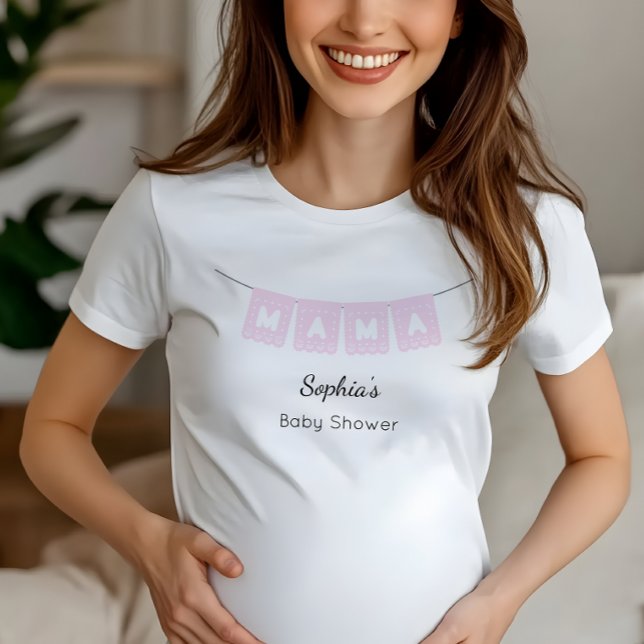 Rosa Mamma Papel Picado Baby Shower T-Shirt (Skapare uppladdad)