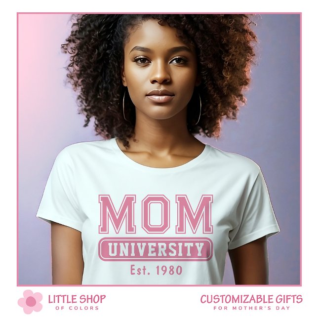 Rosa Mamma Universiteten Typografi Mors dag T Shirt (Skapare uppladdad)
