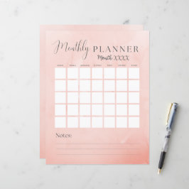 Rosa månatlig kalender och budget
