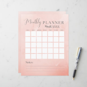 Rosa månatlig kalender och budget