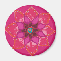 Rosa Mandala blomkonst Magnet
