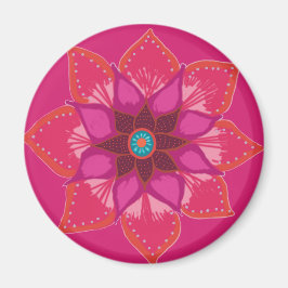 Rosa Mandala blomkonst Magnet