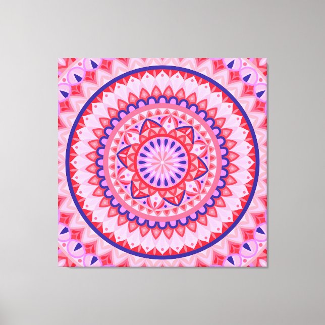 Rosa Mandala Boho Livlig Kärlek Geometriskt Mönste Canvastryck (Framsida)
