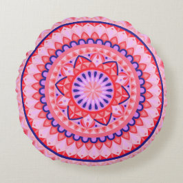 Rosa Mandala Boho Livlig Kärlek Geometriskt Mönste Rund Kudde