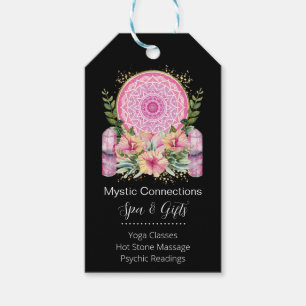 Rosa Mandala Crystals Flower Energy Yoga Reiki Spa Presentetikett