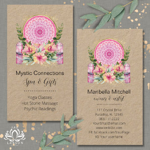 Rosa Mandala Crystals Flower Energy Yoga Reiki Spa Visitkort