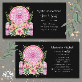 Rosa Mandala Crystals Flower Energy Yoga Reiki Spa Visitkort