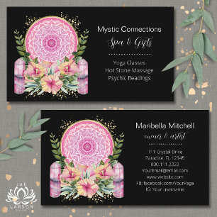 Rosa Mandala Crystals Flower Energy Yoga Reiki Spa Visitkort