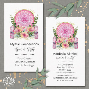 Rosa Mandala Crystals Flower Energy Yoga Reiki Spa Visitkort
