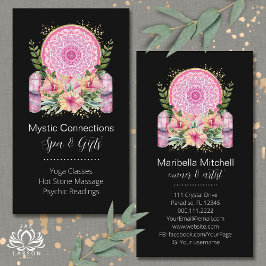Rosa Mandala Crystals Flower Energy Yoga Reiki Spa Visitkort