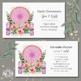Rosa Mandala Crystals Flower Energy Yoga Reiki Spa Visitkort