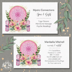 Rosa Mandala Crystals Flower Energy Yoga Reiki Spa Visitkort
