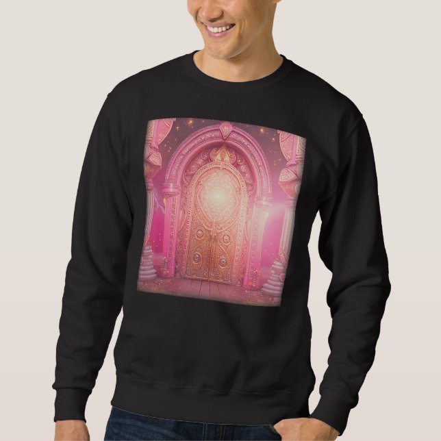 Rosa Mandala Crystals Golden Indian Ancient Temple Lång Ärmad Tröja (Framsida)