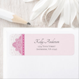 Rosa Mandala Design | Returadress av Anpassningsba Etikett