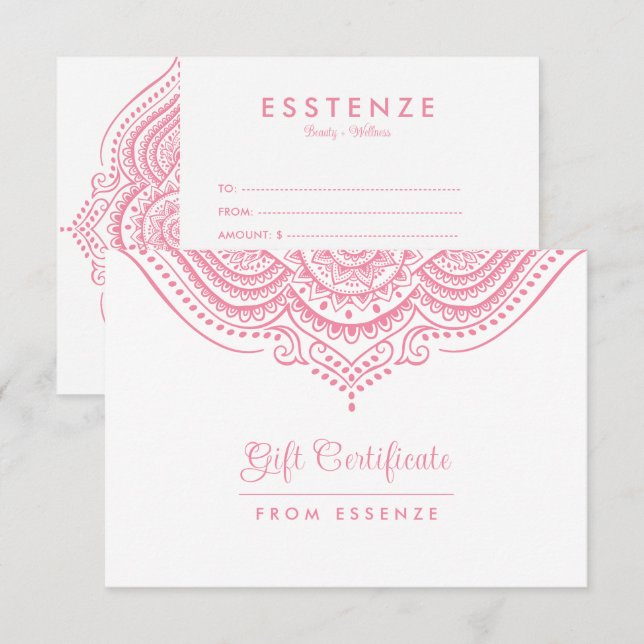 Rosa Mandala Gift Certificate Design (Fram/baksida)