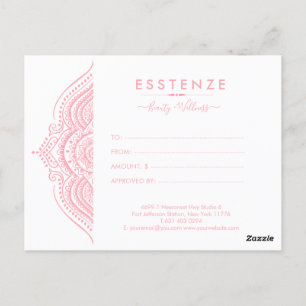 Rosa Mandala Gift Certificate Design Postcard Vykort