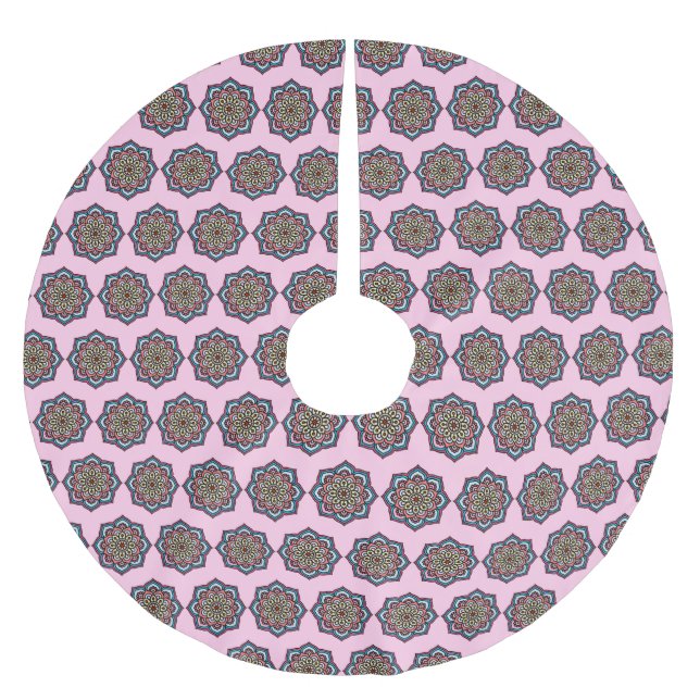 Rosa Mandala Julgransmatta Borstad Polyester (Framsidan)