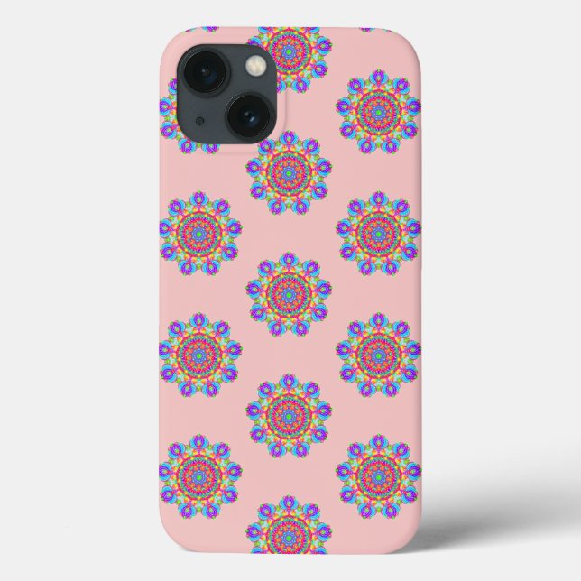 Rosa Mandala Mönster Boho iPhone/iPad-ärende (Baksida)