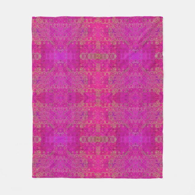Rosa Mandala Mönster Fleecefilt (Framsidan)