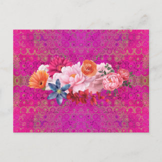 Rosa Mandala Mönster Flower Bouquet Vykort