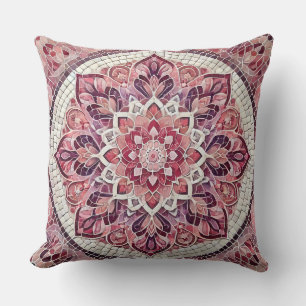 Rosa Mandala Mönster: Gentle Mosaic Art Kudde