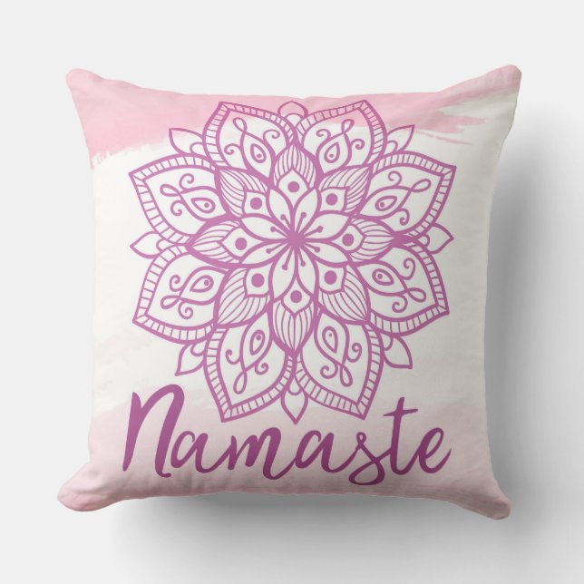 Rosa Mandala Namaste Pillow Kudde (Framsida)