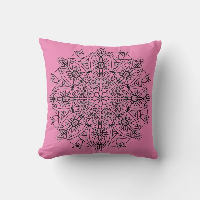 Rosa Mandala Pillow Kudde (Framsida)